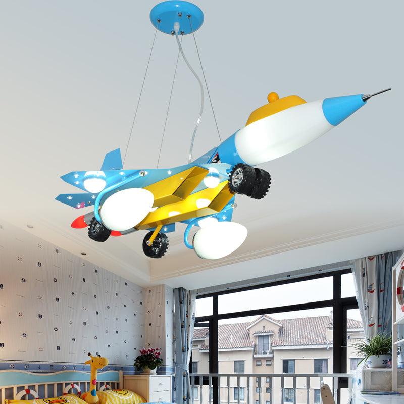 Sky Blue Airplane Pendant Lighting Contemporary Metal Chandelier - Rebooters