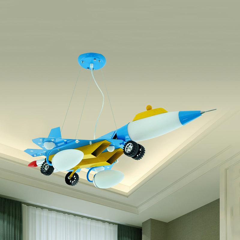 Sky Blue Airplane Pendant Lighting Contemporary Metal Chandelier - Rebooters