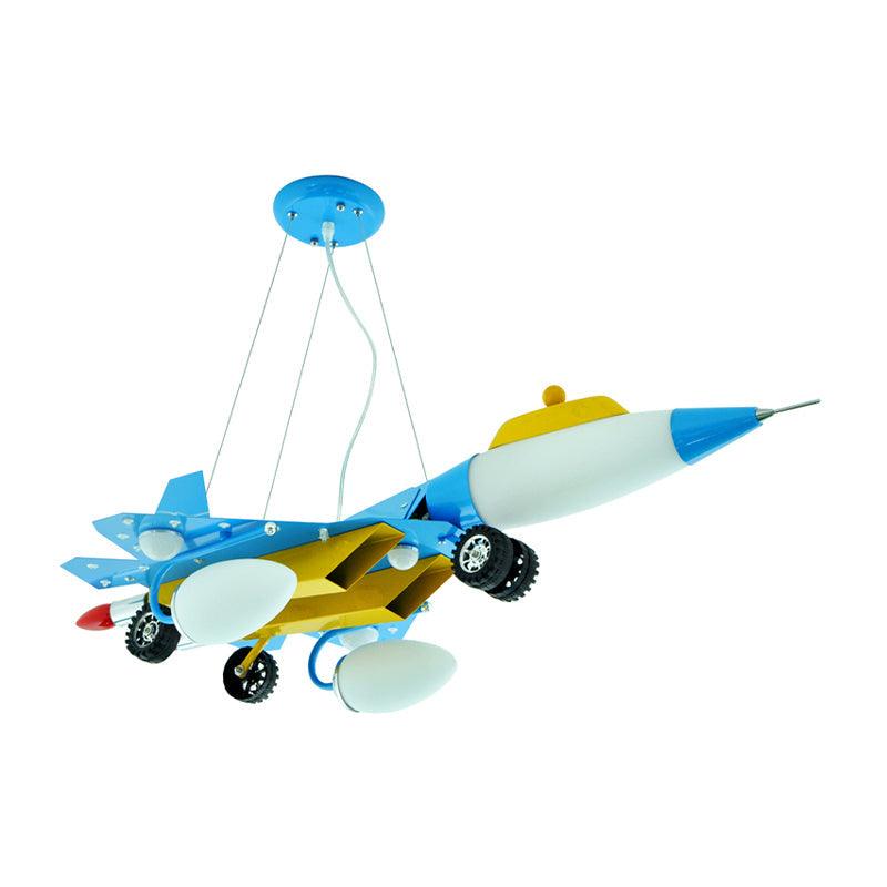 Sky Blue Airplane Pendant Lighting Contemporary Metal Chandelier - Rebooters