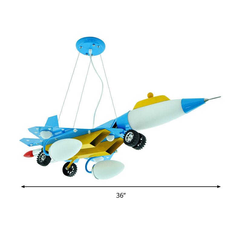 Sky Blue Airplane Pendant Lighting Contemporary Metal Chandelier - Rebooters