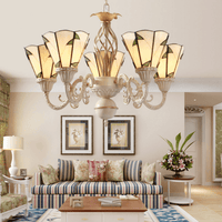 5 Lights Cone Ceiling Chandelier Stained Glass Tiffany Light - Rebooters