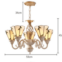 5 Lights Cone Ceiling Chandelier Stained Glass Tiffany Light - Rebooters