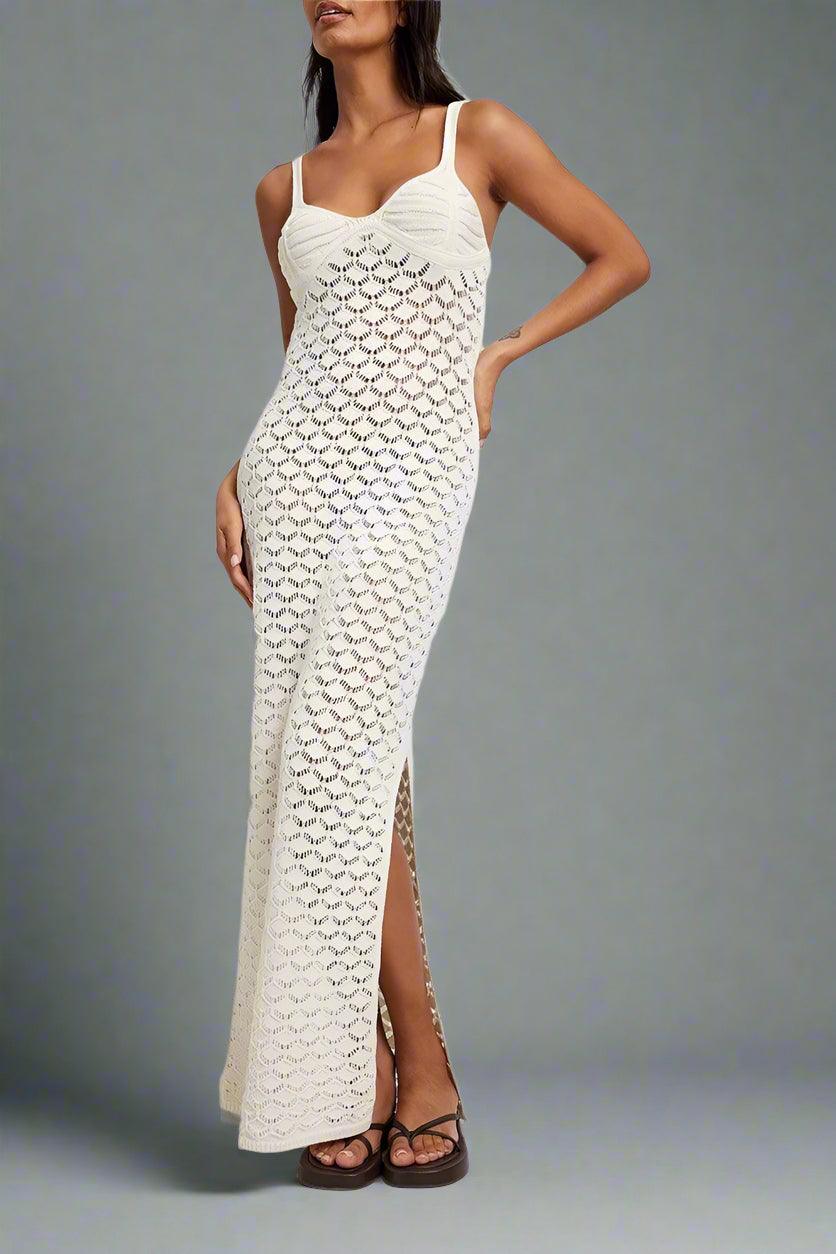 Bonnie Sheer Panel Side-Slit Maxi Dress with Elegant Flow - Rebooters -Women's Dresses