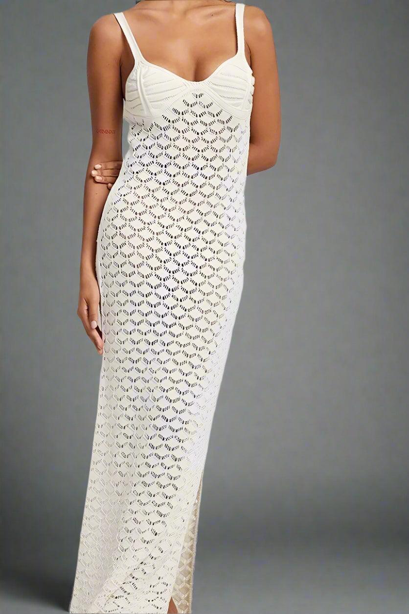 Bonnie Sheer Panel Side-Slit Maxi Dress with Elegant Flow - Rebooters -Women's Dresses