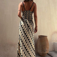 Millie Art-Inspired V-Neck Maxi Dress with Bold Statement Print - Rebooters -Women's Dresses