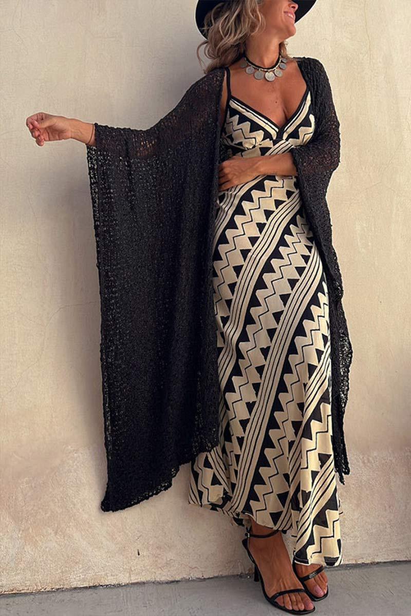Millie Art-Inspired V-Neck Maxi Dress with Bold Statement Print - Rebooters -Women's Dresses