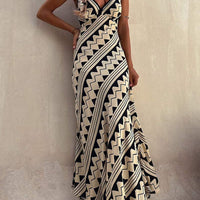 Millie Art-Inspired V-Neck Maxi Dress with Bold Statement Print - Rebooters -Women's Dresses