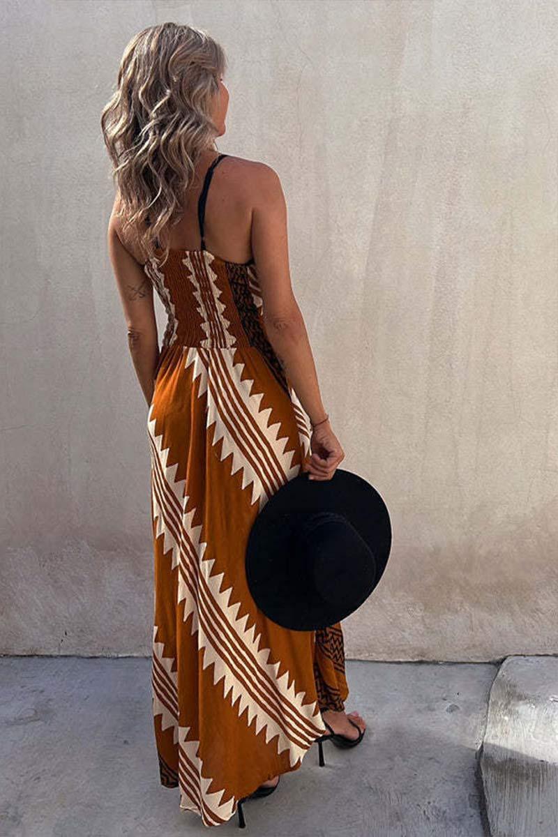 Millie Art-Inspired V-Neck Maxi Dress with Bold Statement Print - Rebooters -Women's Dresses