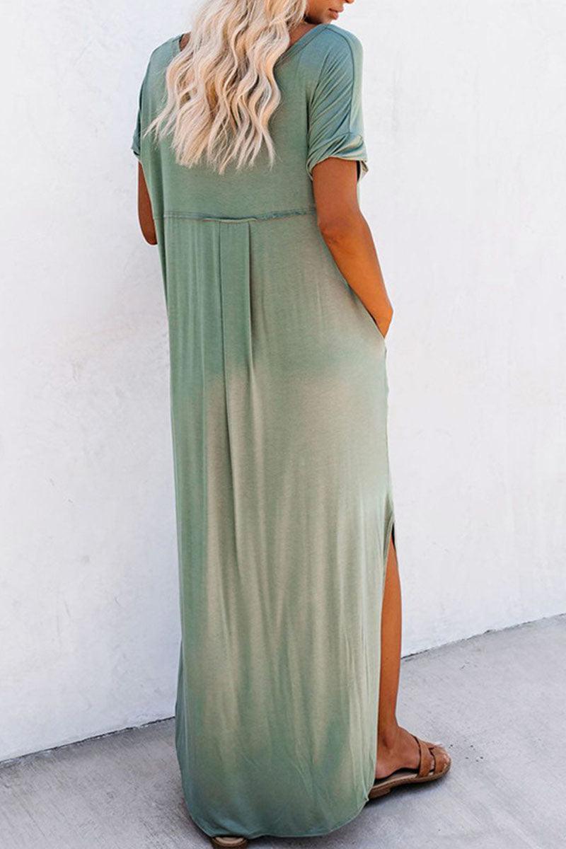 Evelyn Timeless Loose-Fitting Solid Maxi Dress with Flowing Shape for Comfort Rebooters Maxi Women's Dresses
