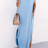 Evelyn Timeless Loose-Fitting Solid Maxi Dress with Flowing Shape for Comfort Rebooters Maxi Women's Dresses