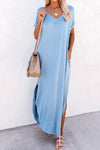 Evelyn Timeless Loose-Fitting Solid Maxi Dress with Flowing Shape for Comfort Rebooters Maxi Women's Dresses