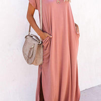 Evelyn Timeless Loose-Fitting Solid Maxi Dress with Flowing Shape for Comfort Rebooters Maxi Women's Dresses