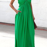 Florence Ruched Maxi Dress with Graceful Cowl Neck and Flowing Skirt for Elegant Occasions Rebooters Maxi Women's Dresses
