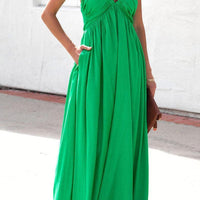 Florence Ruched Maxi Dress with Graceful Cowl Neck and Flowing Skirt for Elegant Occasions Rebooters Maxi Women's Dresses