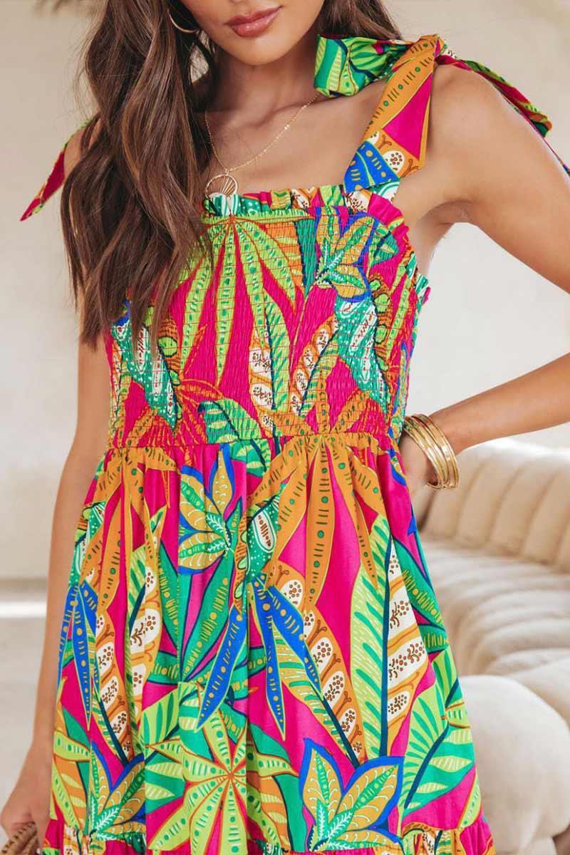 Molly Timeless Square Neck Maxi Dress with All-Over Print for Elegant Style - Rebooters -Women's Dresses