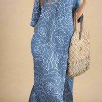 Alice Floral Print Maxi Dress with Flowy Silhouette and V-Neck Rebooters Maxi Women's Dresses