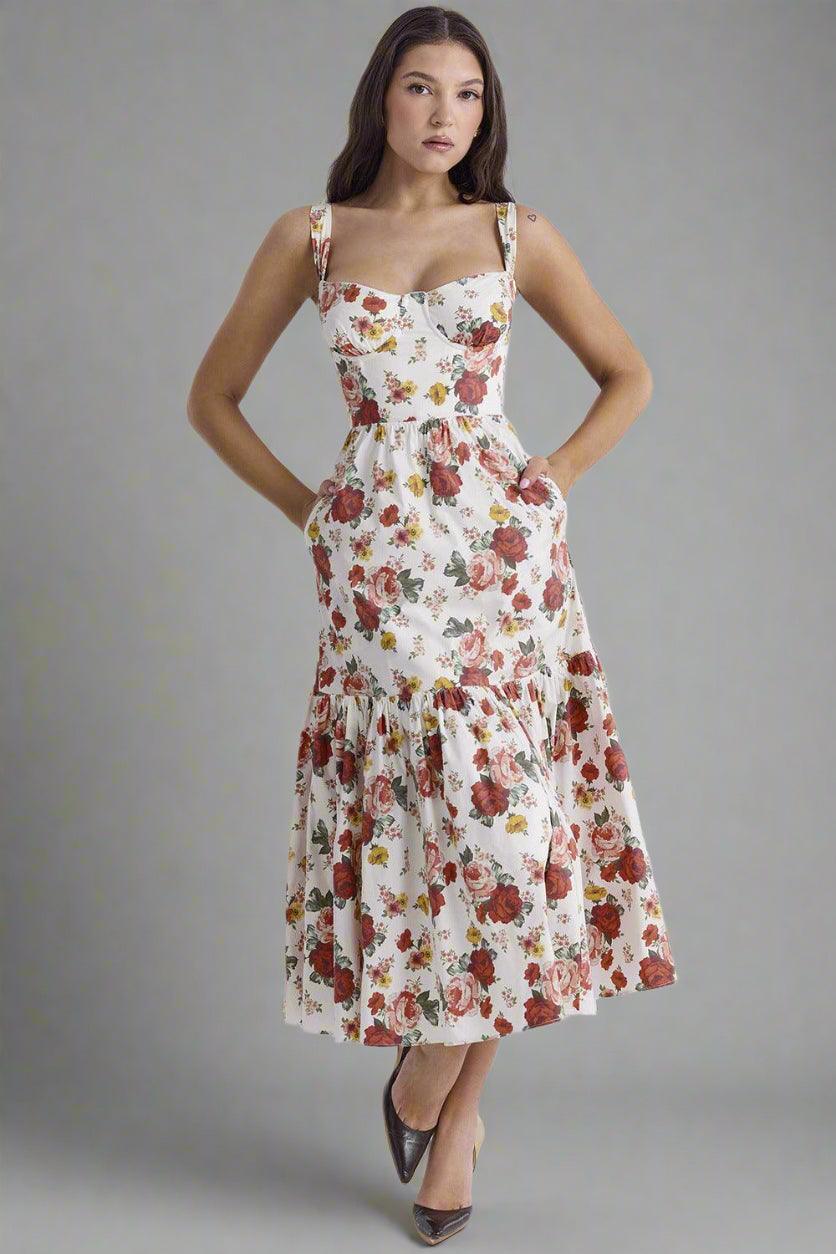 Maisie Sleeveless Maxi Dress with Floral Print and Elegant Flow - Rebooters -Women's Dresses