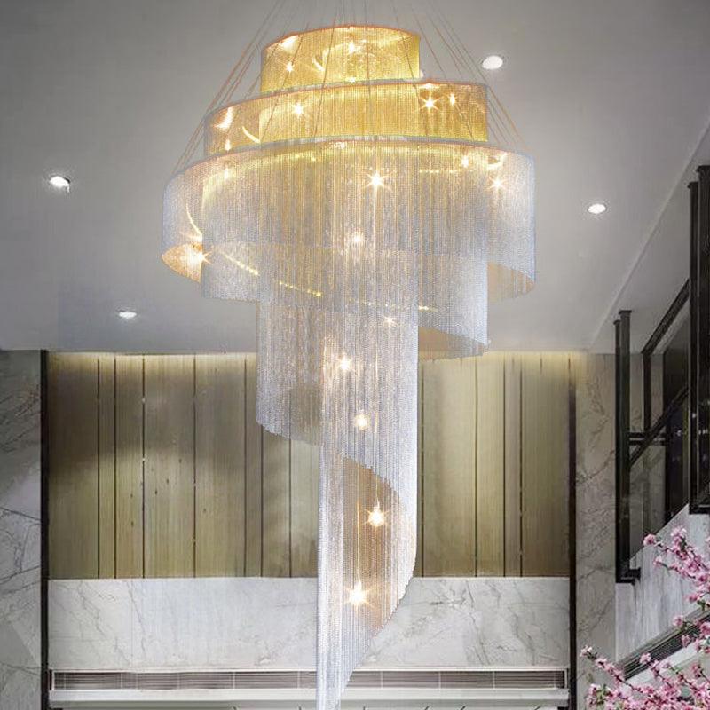Aluminum Spiral Fountain Chandelier Minimalist LED Fixture - Rebooters