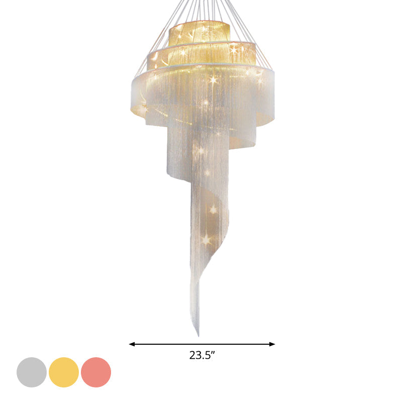 Aluminum Spiral Fountain Chandelier Minimalist LED Fixture - Rebooters