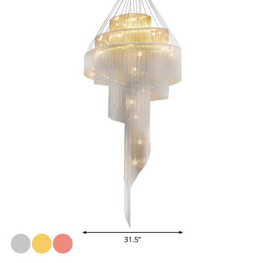 Aluminum Spiral Fountain Chandelier Minimalist LED Fixture - Rebooters
