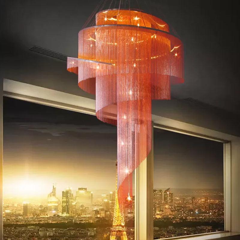 Aluminum Spiral Fountain Chandelier Minimalist LED Fixture - Rebooters