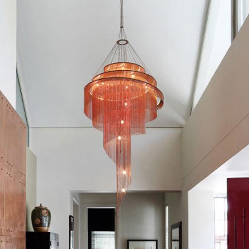 Aluminum Spiral Fountain Chandelier Minimalist LED Fixture - Rebooters