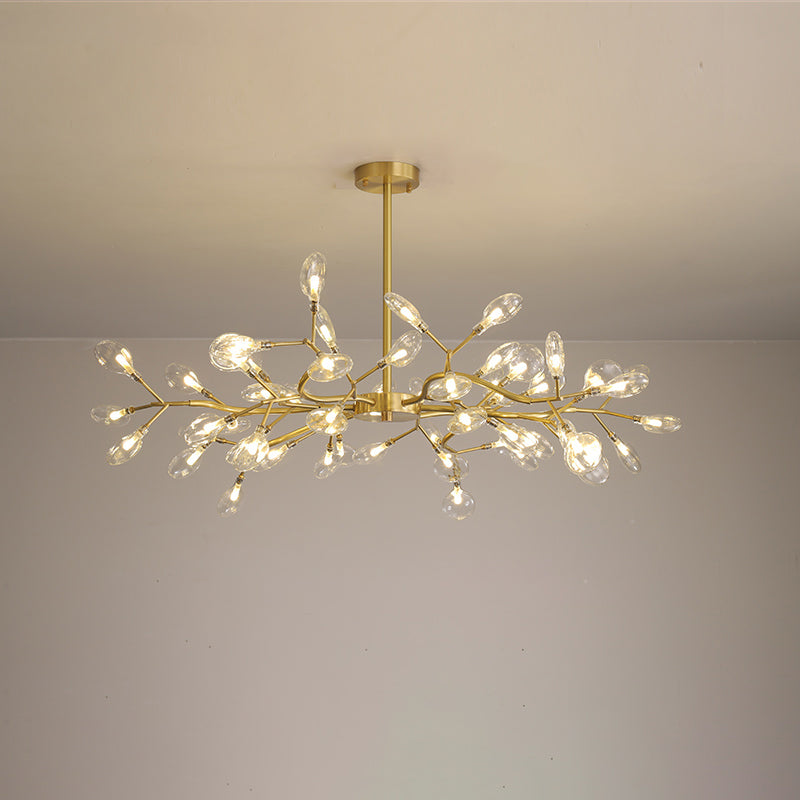 Leaf-Shaped Chandelier Light Modernist Metal LED Brass Pendant - Rebooters