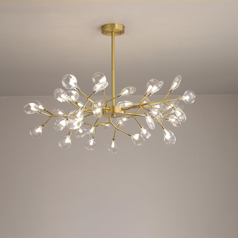 Leaf-Shaped Chandelier Light Modernist Metal LED Brass Pendant - Rebooters
