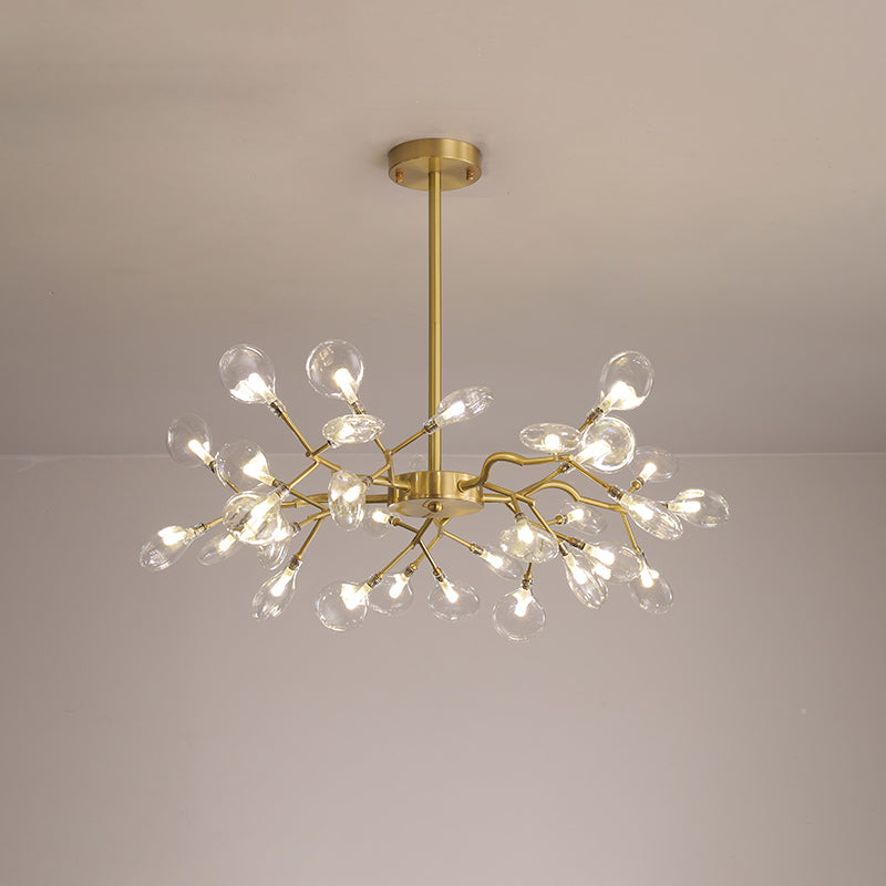 Leaf-Shaped Chandelier Light Modernist Metal LED Brass Pendant - Rebooters