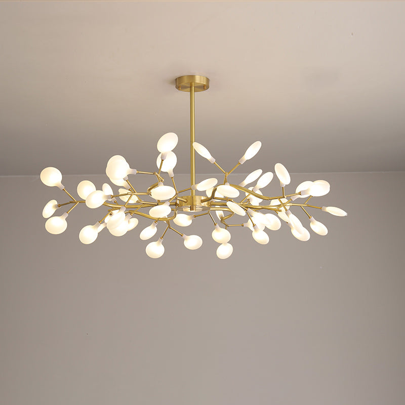 Leaf-Shaped Chandelier Light Modernist Metal LED Brass Pendant - Rebooters