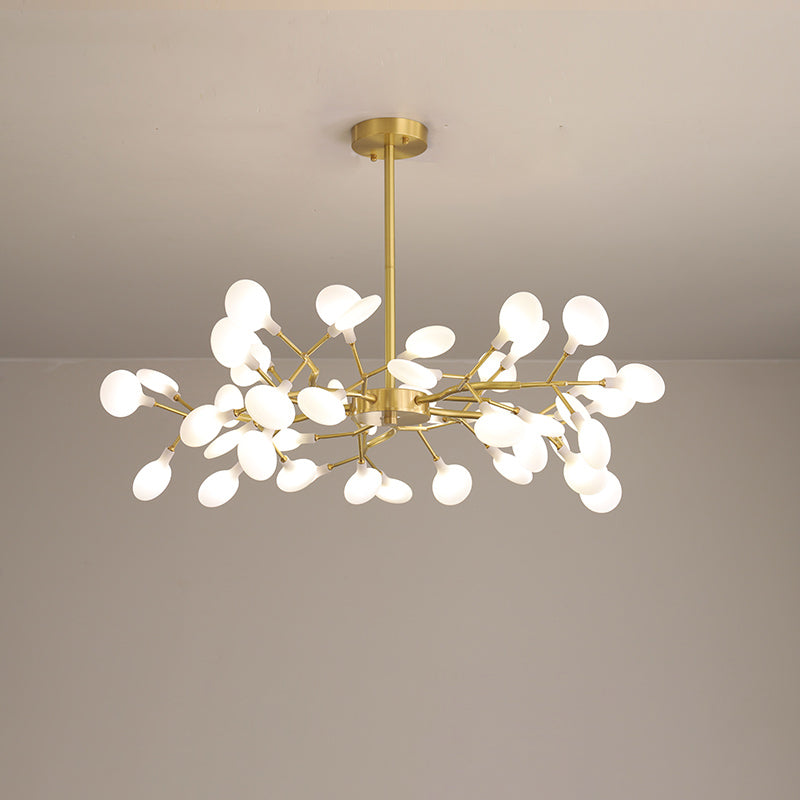 Leaf-Shaped Chandelier Light Modernist Metal LED Brass Pendant - Rebooters