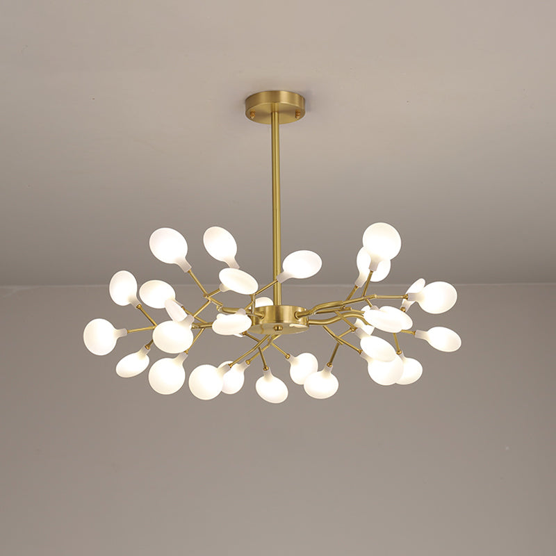 Leaf-Shaped Chandelier Light Modernist Metal LED Brass Pendant - Rebooters