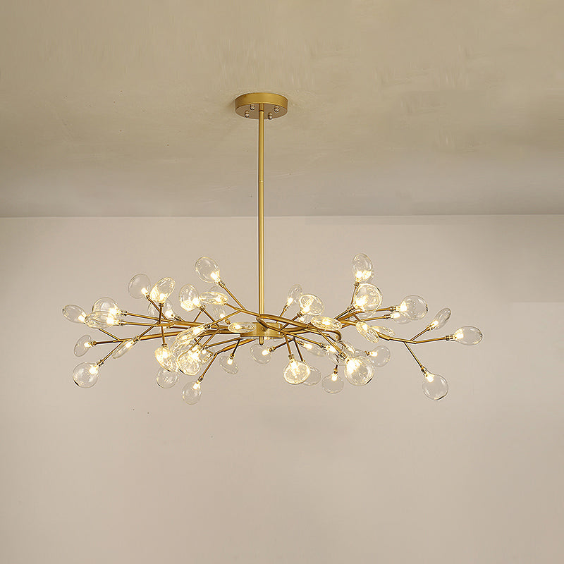 Leaf-Shaped Chandelier Light Modernist Metal LED Brass Pendant - Rebooters