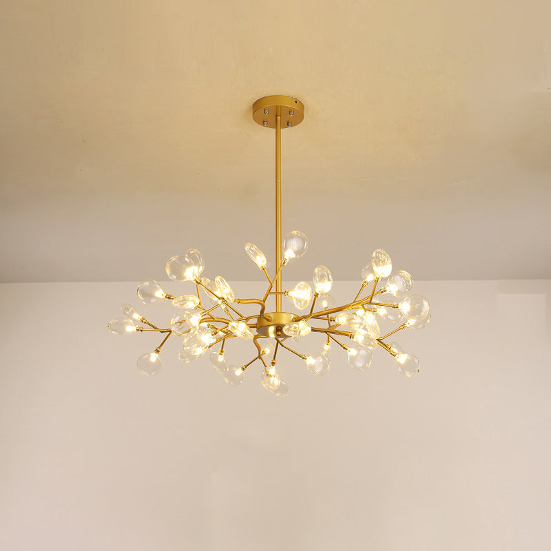 Leaf-Shaped Chandelier Light Modernist Metal LED Brass Pendant - Rebooters