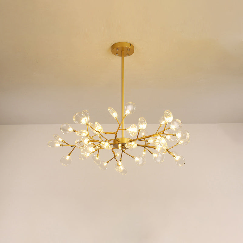 Leaf-Shaped Chandelier Light Modernist Metal LED Brass Pendant - Rebooters