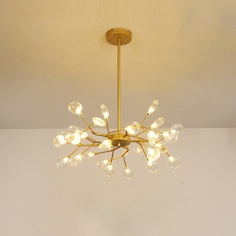 Leaf-Shaped Chandelier Light Modernist Metal LED Brass Pendant - Rebooters