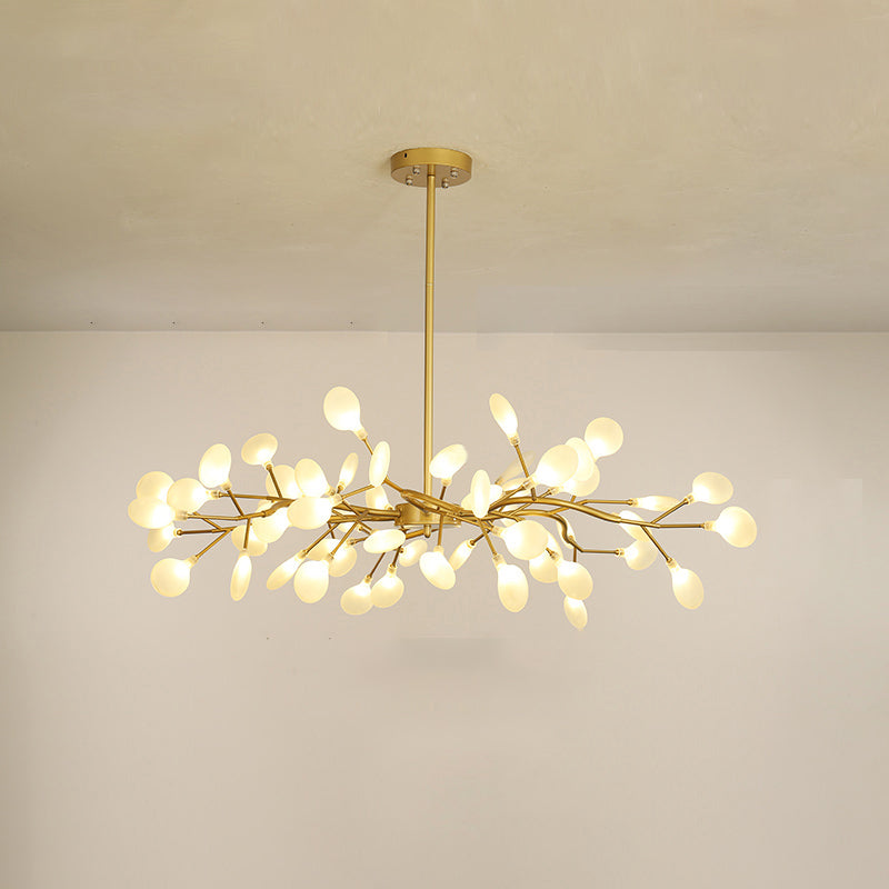 Leaf-Shaped Chandelier Light Modernist Metal LED Brass Pendant - Rebooters