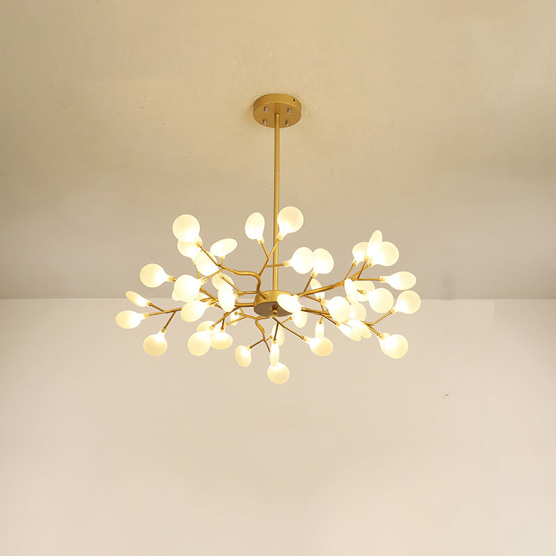 Leaf-Shaped Chandelier Light Modernist Metal LED Brass Pendant - Rebooters
