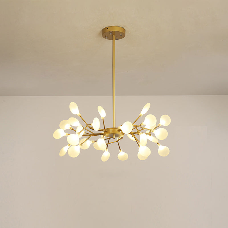 Leaf-Shaped Chandelier Light Modernist Metal LED Brass Pendant - Rebooters
