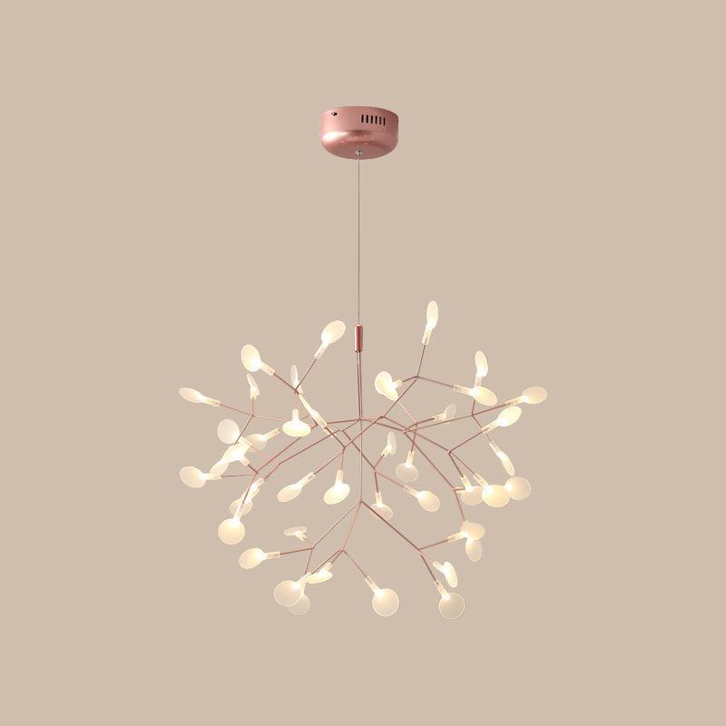 Acrylic Tree Branch Hanging Pendant Light Simple LED Ceiling Chandelier in Rose Gold - Rebooters