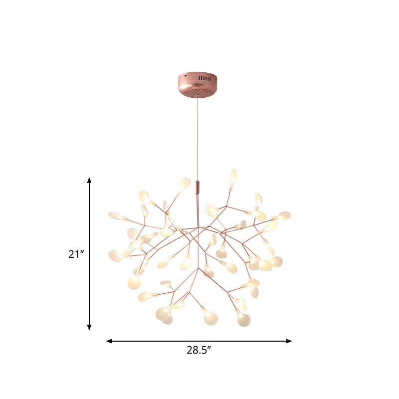 Acrylic Tree Branch Hanging Pendant Light Simple LED Ceiling Chandelier in Rose Gold - Rebooters