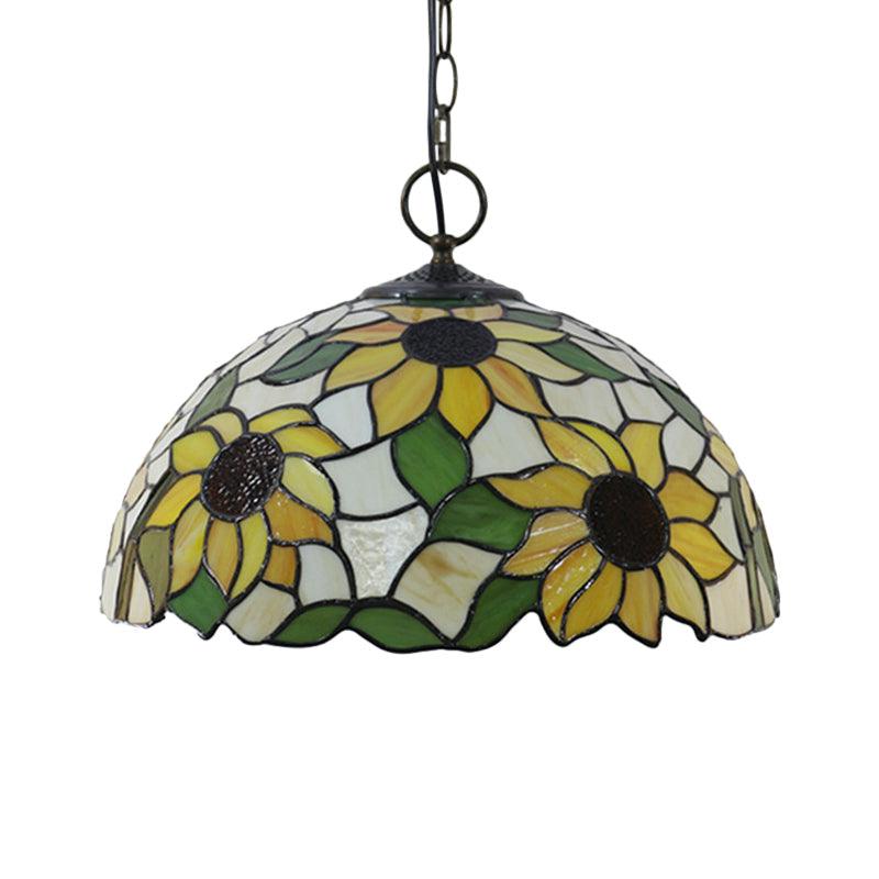 Black 3-Bulb Chandelier Lighting Baroque Stained Glass Pendant - Rebooters
