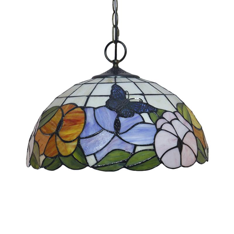 Black 3-Bulb Chandelier Lighting Baroque Stained Glass Pendant - Rebooters
