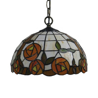 1-Bulb Dining Room Drop Lamp Tiffany Black Floral Pendant Light - Rebooters