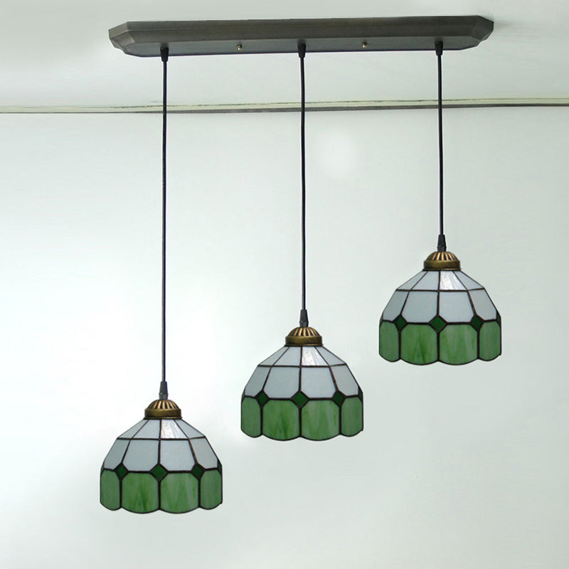 3 Heads Dining Room Cluster Pendant Victorian Green Light - Rebooters