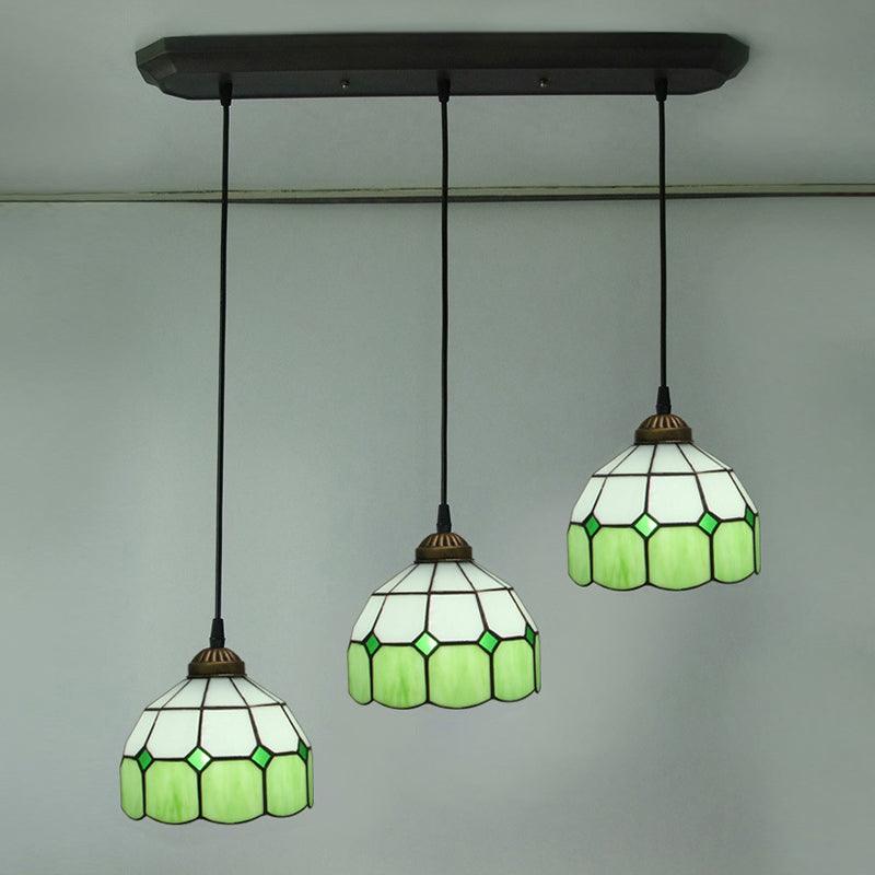3 Heads Dining Room Cluster Pendant Victorian Green Light - Rebooters