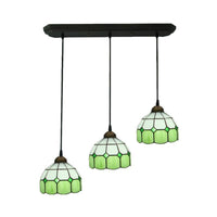 3 Heads Dining Room Cluster Pendant Victorian Green Light - Rebooters