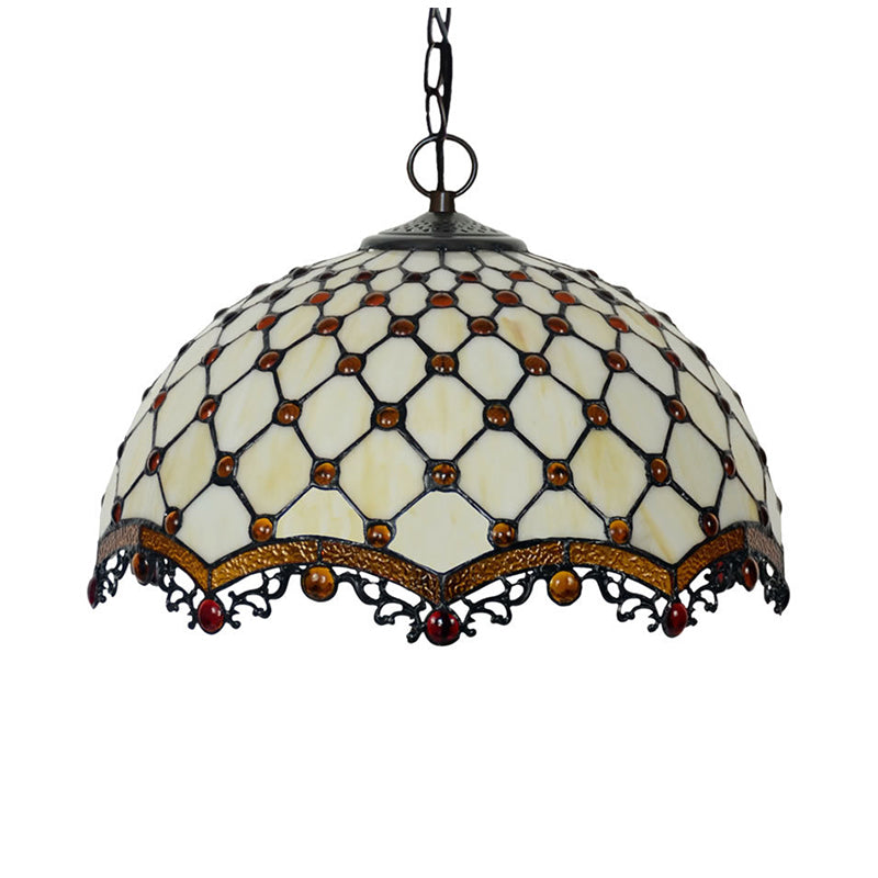 Scalloped Pendant Ceiling Light Tiffany Stained Glass Lamp - Rebooters