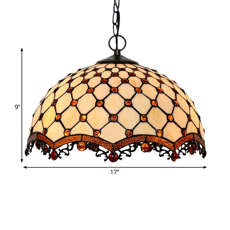 Scalloped Pendant Ceiling Light Tiffany Stained Glass Lamp - Rebooters