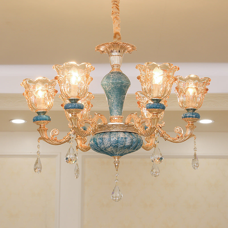 Swooping Arm Living Room Pendant Chandelier Rustic Metal Gold - Rebooters
